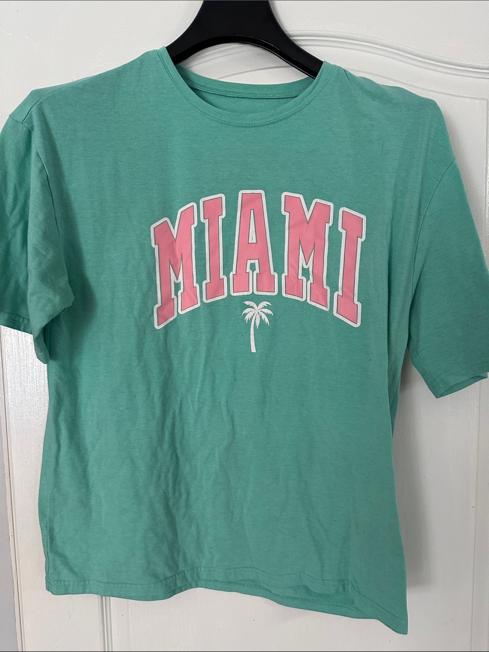 3 for $10 Rate vintage  Mint Green Tee with Pink MIAMI Graphic
